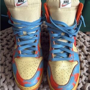 Nike Blue and Orange High-Top Sneakers